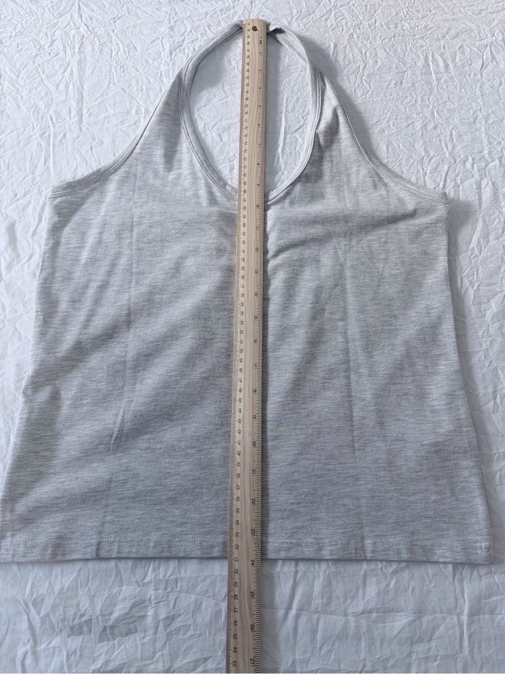 Topshop Light Heather Grey Fitted Halter Top. - Picture 3 of 8